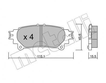 Тормозные колодки (задние) Lexus RX 08-15 METELLI 22-0939-0