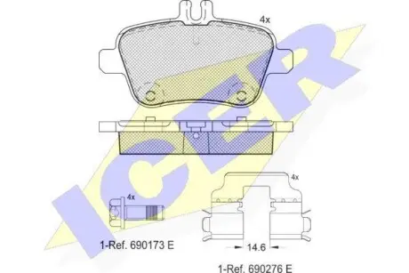 Тормозные колодки (задние) MB A-class (W176)/B-class (W246) 11- (TRW) ICER 182039