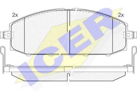 Тормозные колодки (передние) Nissan Patrol GR V 97- (Akebono) ICER 181448 (фото 1)
