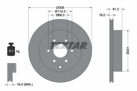 Диск тормозной (задний) MB X-class (470) 17- (308x18) PRO TEXTAR 92296403 (фото 1)