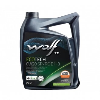 Олива моторна ECOTECH 0W20 SP/RC D1-3 5L WOLF 1049892