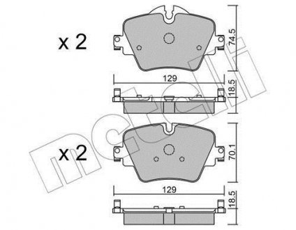Тормозные колодки (передние) BMW 2 (F45/F46)/5 (G30/F90)/X1(F48)/X2 (E39)/X3 (G01/F97) 13- METELLI 22-1037-0