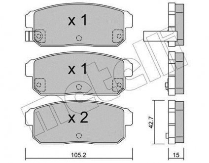 Тормозные колодки (задние) Chevrolet Cruze 00-08/Mazda RX-8 03-12/Suzuki Ignis 00-05 METELLI 22-0733-0