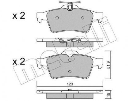 Тормозные колодки (задние) Ford Connect 13-/Kuga/C-Max/Focus/Volvo V40 12- METELLI 22-0337-3 (фото 1)