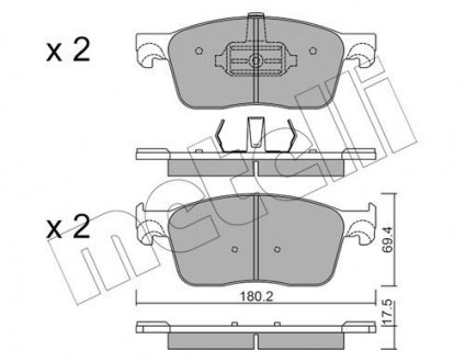 Колодки гальмівні (передні) Citroen Jumpy/Peugeot Expert 16- METELLI 22-1107-0