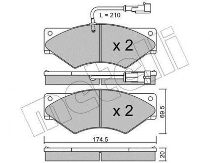 Колодки гальмівні (передні) Iveco Daily II 91-99 (+датчики) METELLI 22-0849-1