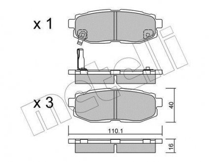 Тормозные колодки (задние) Subaru Forester 13-/Tribeca 05- METELLI 22-0875-0