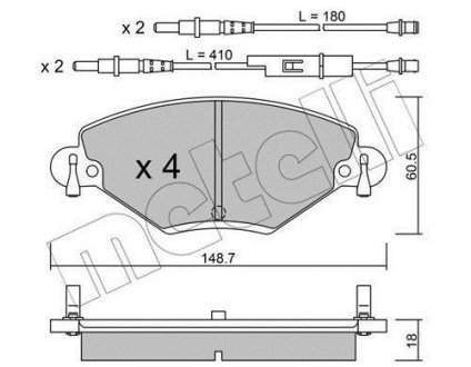 Тормозные колодки (передние) Citroen C5 01- (с датчиком) METELLI 22-0331-0 (фото 1)