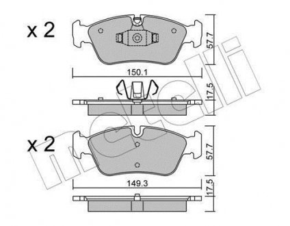 Тормозные колодки (передние) BMW 1 (E87)/ 3 (E90) 04-11 METELLI 22-0640-0
