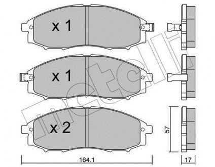 Тормозные колодки (передние) Nissan Navara/Pick Up 2.4i/2.5 TD 98- (Akebono) METELLI 22-0611-0 (фото 1)