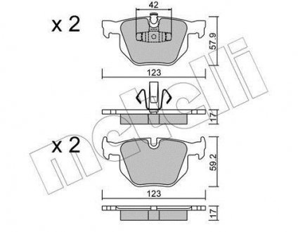 Тормозные колодки (задние) BMW 3 (E90/E91/E92/E93) 04-13/X1 (E84) 09-15 METELLI 22-0643-0 (фото 1)