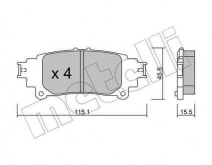 Тормозные колодки (задние) Lexus GS 11-/IS 13-/Toyota Prius Plus 08- METELLI 22-0977-0