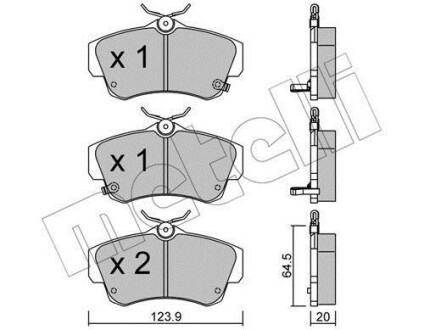 Тормозные колодки (передние) Chrysler PT Cruiser 1.6-2.4 00-10 METELLI 22-0521-0