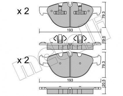 Тормозные колодки (передние) BMW X5 (E70)/X6 (E71/E72) 07-14 METELLI 22-0823-0