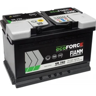 Автомобильный аккумулятор ecoFORCE AGM Start&Stop 70Ah 760A R+ FIAMM 7906200