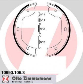 Колодки ручника VW T5 03- (185x30) ZIMMERMANN 10990.106.3 (фото 1)