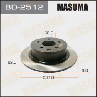 Диск тормозной задний Nissan Juke (10-), Teana (06-16) (Кратно 2 шт) MASUMA BD2512 (фото 1)