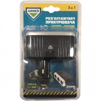 Розгалужувач прикурювача з USB ARMER ARM-RP01