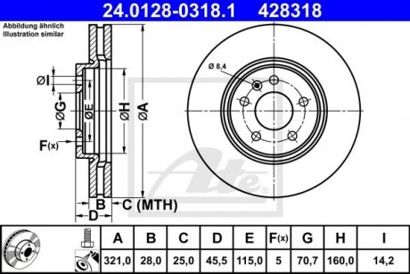 Тормозной диск ATE 24.0128-0318.1 (фото 1)