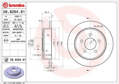 Тормозной диск BREMBO 08.8264.81