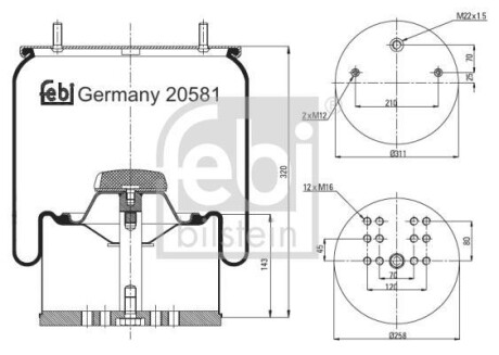 Пневмоподушка BILSTEIN FEBI 20581