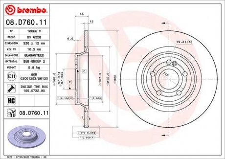 Тормозной диск BREMBO 08.D760.11