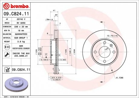Тормозной диск BREMBO 09.C824.11