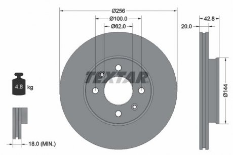 Тормозной диск TEXTAR 92295403 (фото 1)