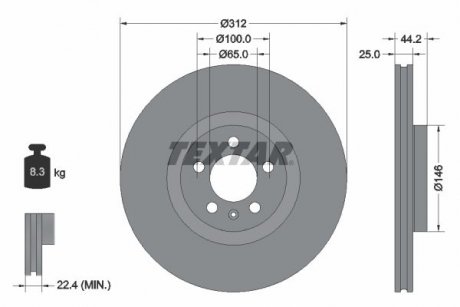Гальмівний диск TEXTAR 92306405 (фото 1)