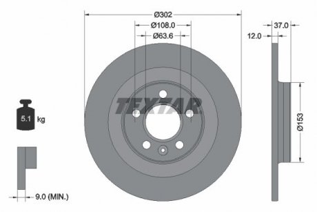 Тормозной диск TEXTAR 92304703 (фото 1)