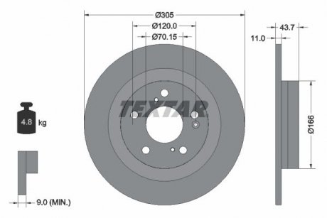 Тормозной диск TEXTAR 92308403