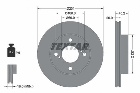 Гальмівний диск TEXTAR 92309403