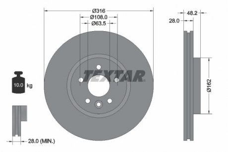 Тормозной диск TEXTAR 92300605 (фото 1)