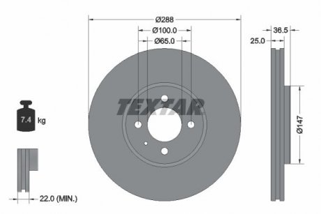 Гальмівний диск TEXTAR 92302303