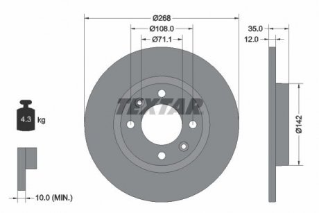 Тормозной диск TEXTAR 92325903