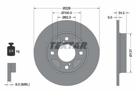 Гальмівний диск TEXTAR 92303603 (фото 1)