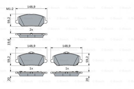 Тормозные колодки, дисковые. BOSCH 0 986 424 862