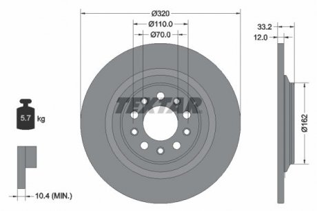 Диск тормозной (задний) Jeep Cherokee 2.0-3.2 13- (320x12) PRO TEXTAR 92304103