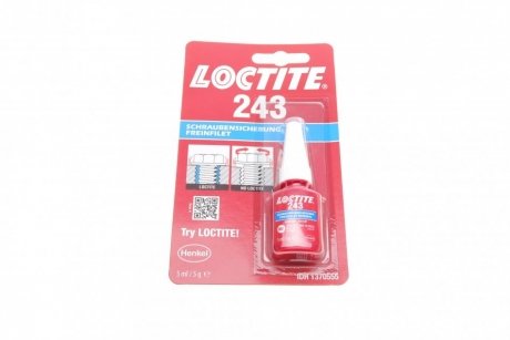 LOCTITE 243 BC 5ML фіксатор різьби (синій) (середньої фіксації), макс. діаметр різьби М36 HENKEL 1370555