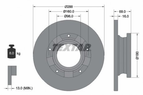 Тормозной диск TEXTAR 92316903