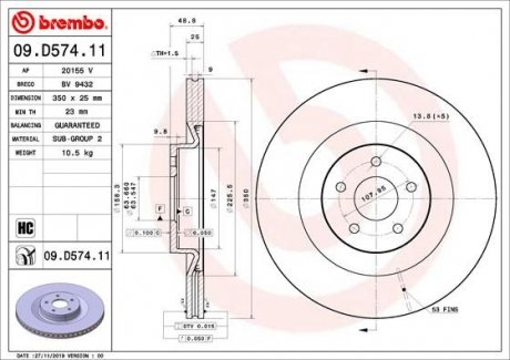 Тормозной диск BREMBO 09D57411 (фото 1)