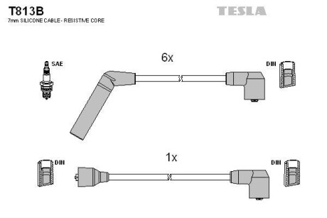 Комплект кабелей зажигания TESLA T813B