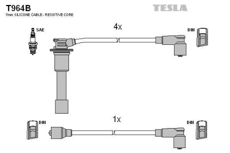 Комплект кабелей зажигания TESLA T964B