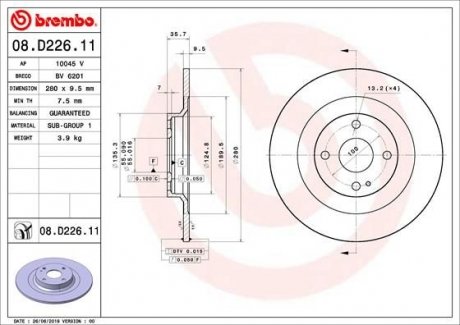 Тормозной диск BREMBO 08.D226.11