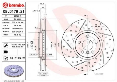 Тормозной диск BREMBO 09.D179.21 (фото 1)