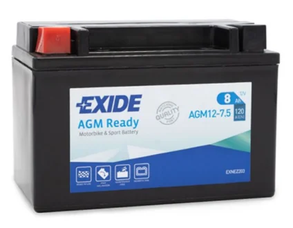 Акумуляторна батарея 8Ah/120A (150x87x105/+L/B0) (AGM) (мото) EXIDE AGM12-7.5