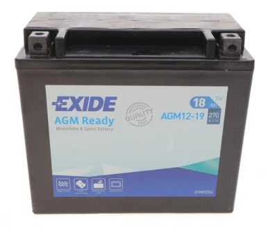 Аккумуляторная батарея 18Ah/270A (175x90x155/+R/B0) (AGM) (мото) EXIDE AGM12-19
