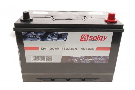 Акумуляторна батарея 100Ah/750A (303x175x227/+R/B01) (Азія) SOLGY 406028