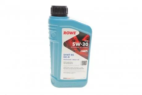 Олива 5W30 HIGHTEC SYNT RS HC-D (1L) (MB 229.5/VW 502 00/505 00/GM-LL-A-025/BMW LL-01) ROWE 20060-0010-99