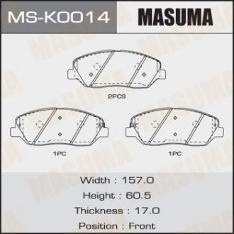 Колодки тормозные передн SSANGYONG KORANDO, KIA SORENTO III (UM) 2.2 CRDi (15-2 MASUMA MSK0014 (фото 1)